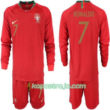 Billiga Fotbollströjor Portugal RONALDO 7 Barn VM 2018 Hemma tröja Långärmad